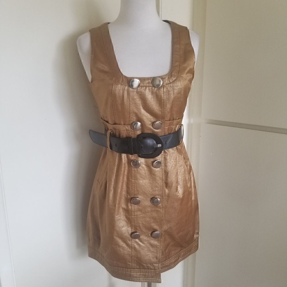 Fei Fei DB Gold Lame Mini Dress, XL Juniors